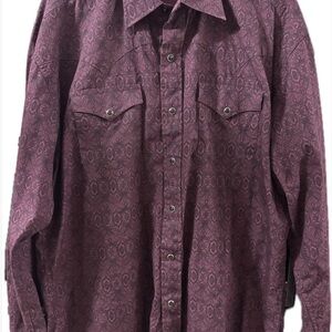 Stetson Vintage Maroon Paisley Patterned Button Down Shirt Size Large